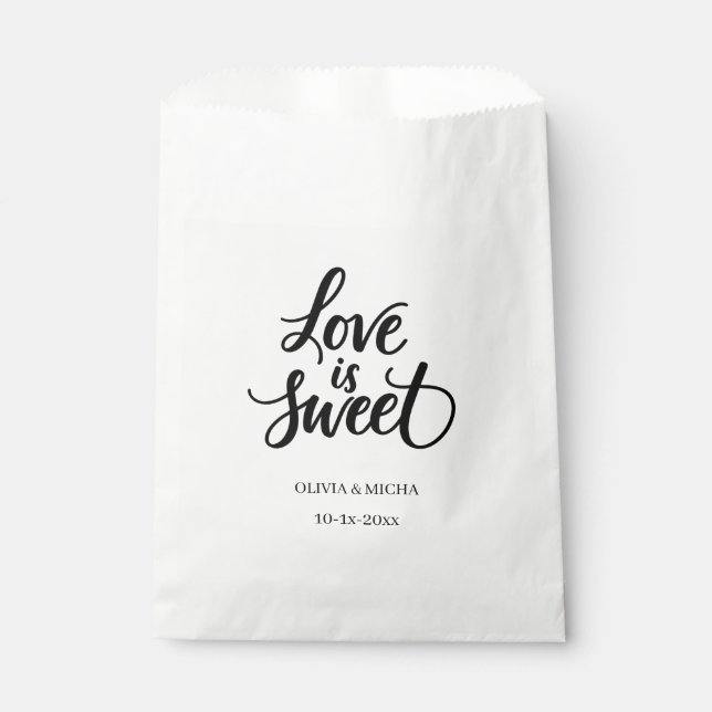 Sacolinha Simples roteiro elegante Amor é doce favor de casa (Frente)