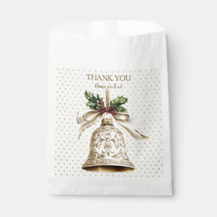 Sacolinha Sino de Natal Dourado Estrelas Brilhantes Folhas V