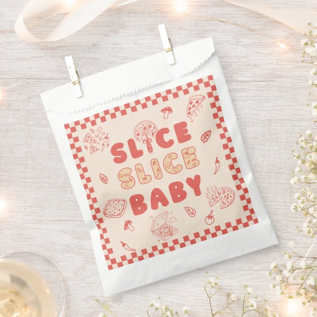 Sacolinha Slice Slice Baby Pizza Hand Drawn Baby Shower (Cortado)