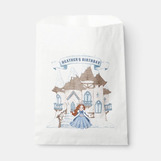 Sacolinha Snowden Winter Red Haired Princess Birthday (Frente)