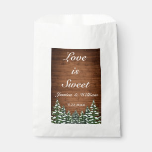 Sacolinha Snowy Wood Forest Love é doce favor do casamento B