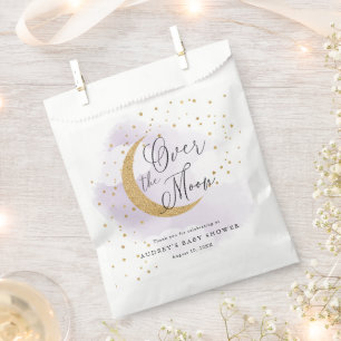 Sacolinha Sobre a Lua Dourada Estrelas Chá de fraldas Azul