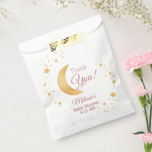 Sacolinha Sobre a Lua Rosa Obrigado Chá de fraldas