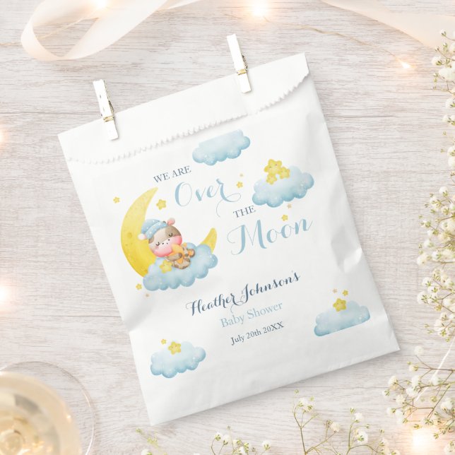 Sacolinha Sobre O Chá de fraldas Da Vaca Moon Boy (Cortado)