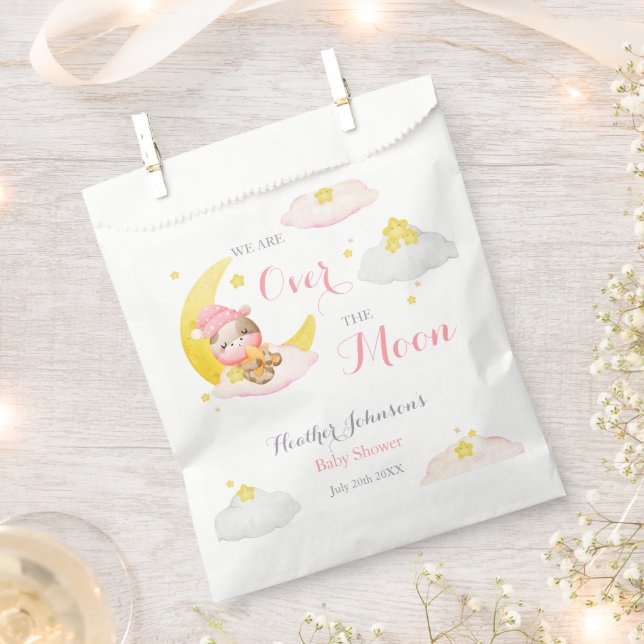 Sacolinha Sobre O Chá de fraldas Da Vaca Moon Girl (Cortado)