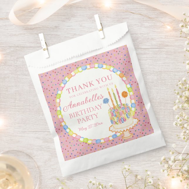 Sacolinha Sobremesa de Aniversário Rosa Sinalize o Confete (Cortado)