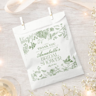 Sacolinha Sobremesa de Chá de Bebê Floral Verde Toile De Jou