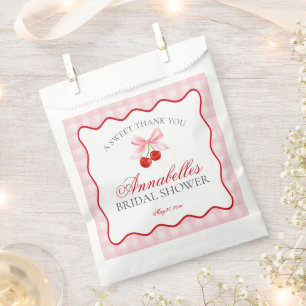 Sacolinha Sobremesa de Chá de Casa de Noiva Cereja Doce Rosa