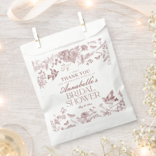 Sacolinha Sobremesa para Chá de Bebê Floral Burgundy Toile J