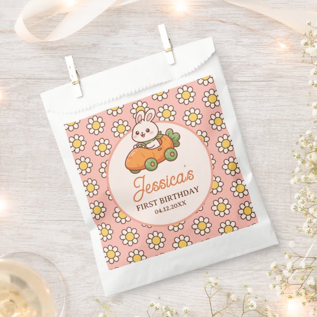 Sacolinha Some Bunny Floral Easter Girl 1st Birthday Party (Cortado)