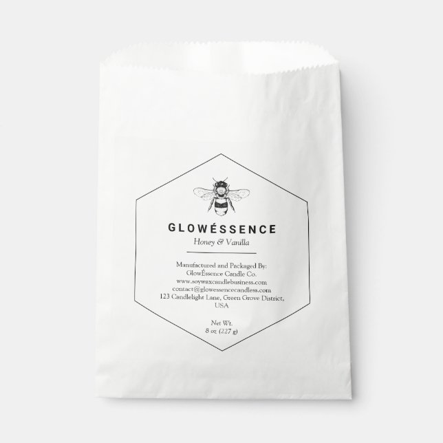 Sacolinha Soy Wax Label Honeycomb Bee Hexagon (Frente)