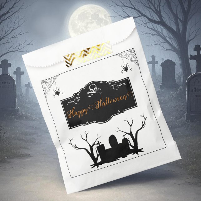 Sacolinha Spooky Graveyard Halloween (Spooky Graveyard Halloween Favor Bag)