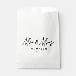 Sacolinha Sr. Casamento de Script Branco Preto & Moderno