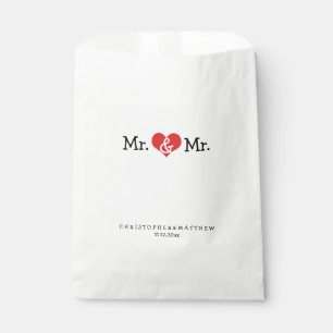 Sacolinha Sr. e Sr. Vermelho Coração Casamento Personalize