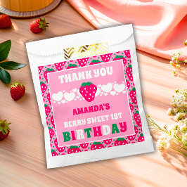 Sacolinha Strawberry First Birthday Celebration Thank You