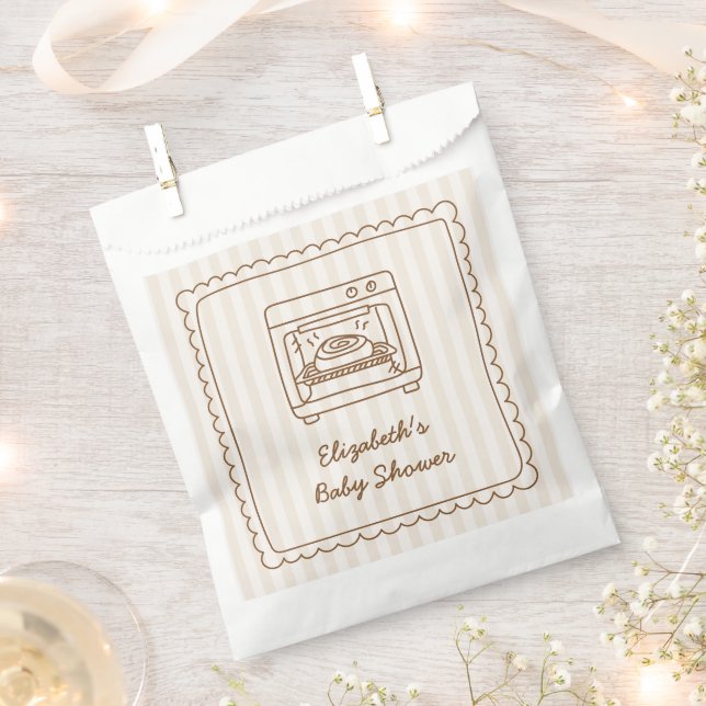 Sacolinha Stripe Bun in the Oven Baby Shower Favor Bag, (Cortado)