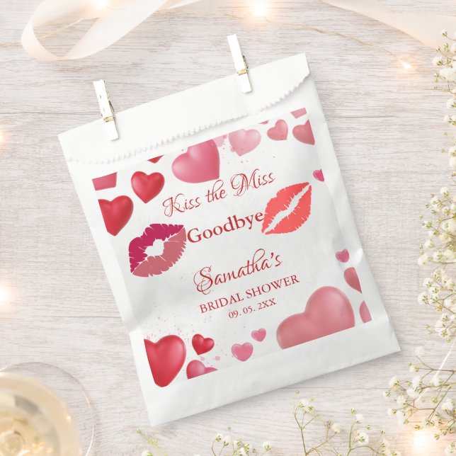 Sacolinha Stylish  Kiss Miss Goodbye Red Lips Bridal Shower (Cortado)