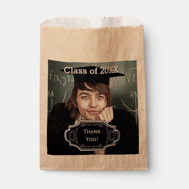 Sacolinha Sua Foto Rustic Chalkboard FolArt Obrigado (Frente)