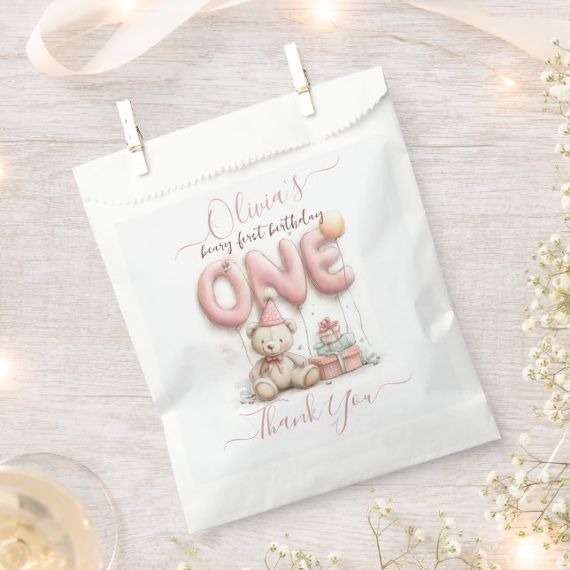Sacolinha Sweet First Birthday with Teddy Bear  (Cortado)