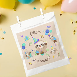 Sacolinha Sweet Sloth Birthday Party Blue Balloon 