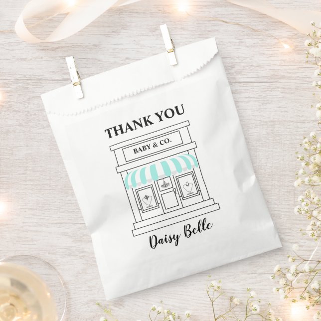 Sacolinha Teal Baby & Co. Baby Shower Favor Bags (Cortado)