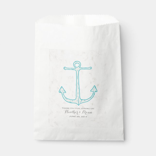 Sacolinha Teal Rustic Anchor Wedding (Frente)