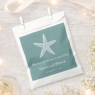 Sacolinha Teal Starfish Weding Favor Bolsas