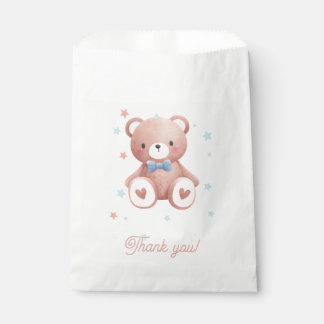 Sacolinha Teddy Bear Baby Boy Shower Favor Bag - Blue Stars