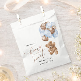 Sacolinha Teddy Bear, Balões Azuis, Primeiro Aniversário