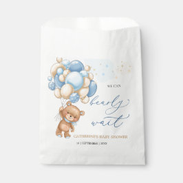 Sacolinha Teddy Bear Blue Balões Chá de fraldas Favor Bag