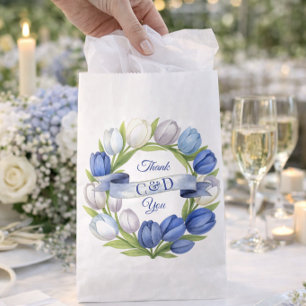 Sacolinha Tema de Agradecimento de Casamento Tulipa Azul