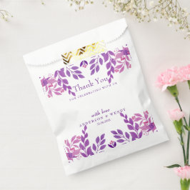 Sacolinha Tema de Casamento de Folhas Roxas