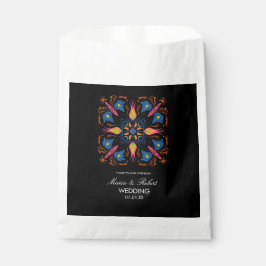 Sacolinha Tema de Casamento Indiano Elefante Floral Preto
