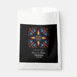 Sacolinha Tema de Casamento Indiano Elefante Floral Preto