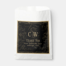 Sacolinha Tema de Casamento Preto Vintage Dourado Damask