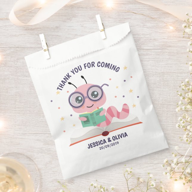 Sacolinha Tema do Bookworm Rosa (Cortado)