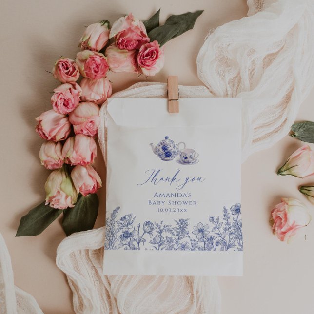 Sacolinha Tempo Para O chá de fraldas Tea Toile (Criador carregado)