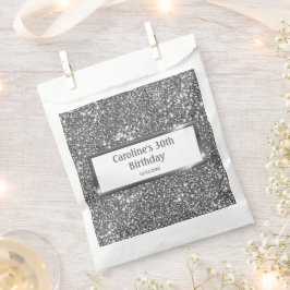 Sacolinha Texto de Folha Silver Glitter visual e texto perso