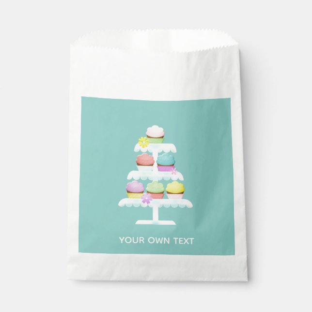 Sacolinha Texto Personalizado de Suporte de Bolo de cupcakes (Frente)