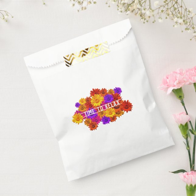 Sacolinha Texto Personalizado Flores de Hippie Coloridas (Selado)