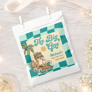 Sacolinha The Big One Surfer Cat Retro Summer 1st Birthday 