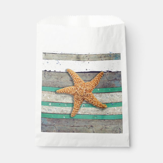 Sacolinha Theme Starfish Rustic Casamento (Frente)