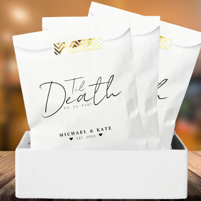 Sacolinha Til Death Nos Parte Casamento Branco (Til Death Do Us Part White Wedding Favor Bag)