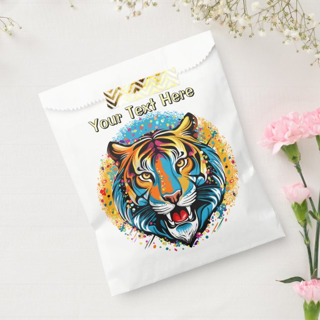 Sacolinha Tinta de cores do Arco-íris Cabeça de Tigre (Selado)