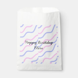 Sacolinha Tiras roxas cor-de-rosa, feliz aniversário adicion