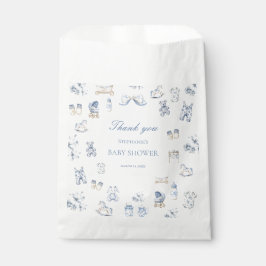 Sacolinha Toile De Jouy Baby Shower Blue Bow Boy