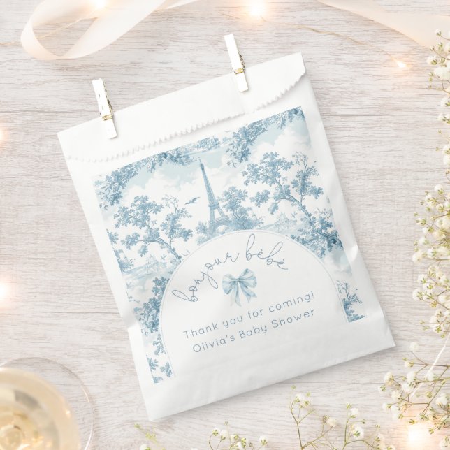 Sacolinha Toile de Jouy Bonjour Bebe Paris Obrigado (Cortado)