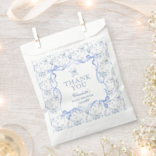 Sacolinha Toile De Jouy Teddy Bear Chá de fraldas Obrigado