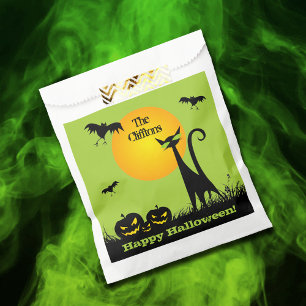 Sacolinha Tratamentos de Festas de Halloween de Gato Negro