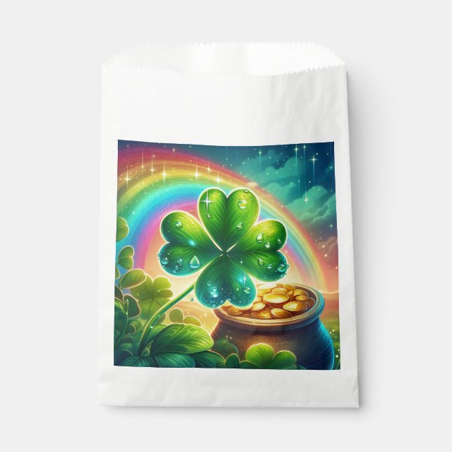 Sacolinha Trevo do dia do Rainbow Saint Patrick (Frente)